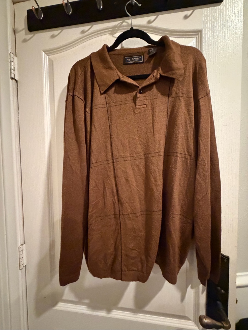 M.E. Sport Collection Brown Collared Pullover
